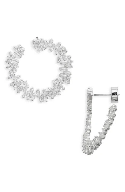 Nordstrom Scattered Baguette Cubic Zirconia Front/back Earrings In Metallic