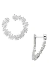 Nordstrom Scattered Baguette Cubic Zirconia Front/back Earrings In Silver