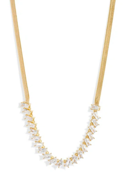 Nordstrom Scattered Baguette Frontal Necklace In Clear- Gold