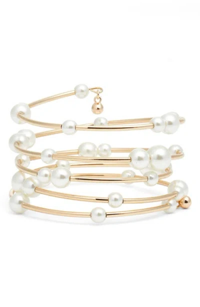 Nordstrom Scattered Faux Pearl Coil Bracelet In Gold