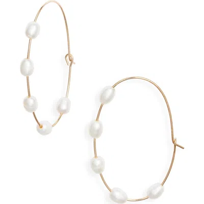 Nordstrom Scattered Freshwater Pearl Hoop Earrings In Gold