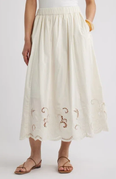 Nordstrom Schiffli Embroidered Midi Skirt In White