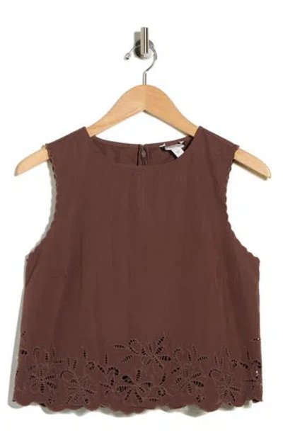 Nordstrom Schiffly Cotton Eyelet Shell In Brown