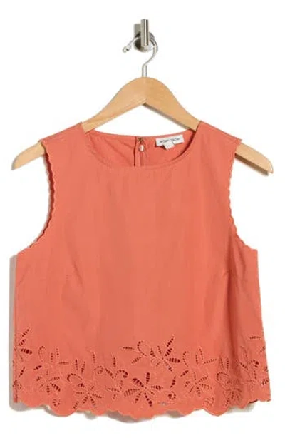 Nordstrom Schiffly Cotton Eyelet Shell In Orange