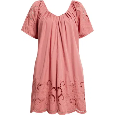 Nordstrom Schiffly Cutwork Embroidery Minidress In Pink