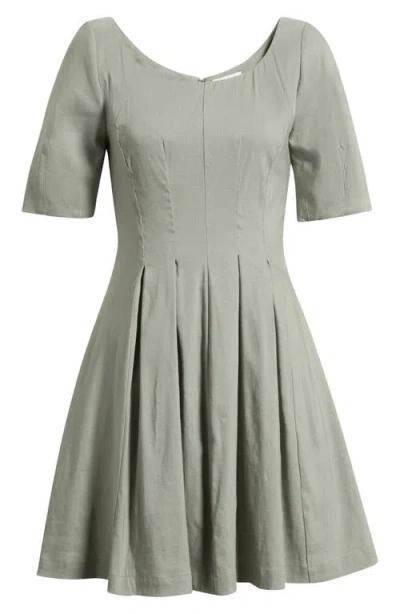 Nordstrom Scoop Neck Linen Blend Dress In Green