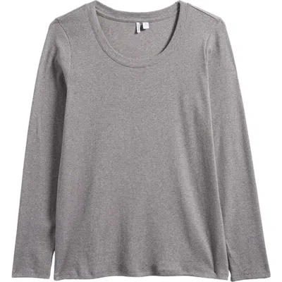 Nordstrom Scoop Neck Stretch Pima Cotton T-shirt In Grey Dark Heather