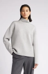 Nordstrom Scuba Knit Turtleneck Long Sleeve Top In Grey Heather