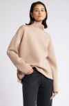 Nordstrom Scuba Knit Turtleneck Long Sleeve Top In Tan Natural