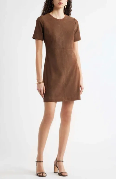 Nordstrom Sculpted Suede Minidress In Brown