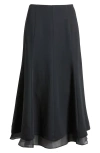 Nordstrom Seamed Layered Midi Skirt In Black