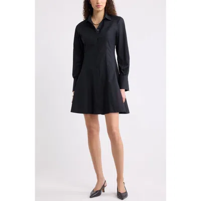 Nordstrom Seamed Mini Shirt Dress In Black