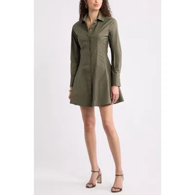 Nordstrom Seamed Mini Shirt Dress In Olive Sarma