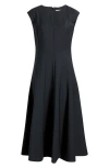 Nordstrom Seamed Wool Blend Midi Dress In Black