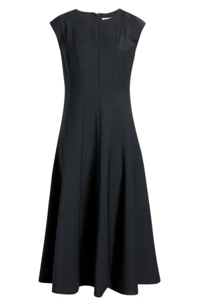 Nordstrom Seamed Wool Blend Midi Dress In Black