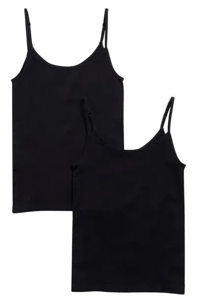 Nordstrom Seamless Assorted 2-pack Layering Camisoles In Black