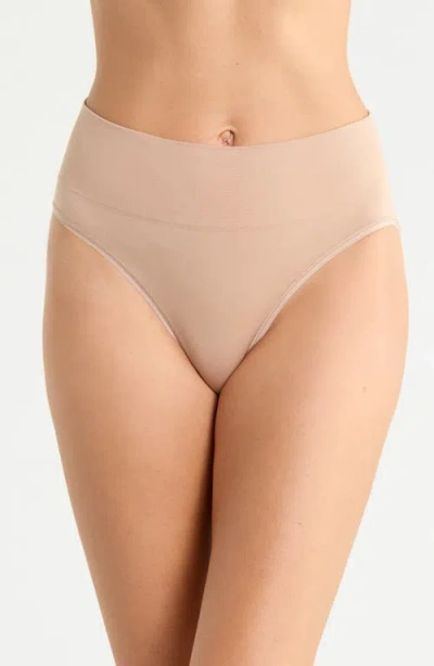 Nordstrom Seamless Hi-cut Briefs In Tan Warm