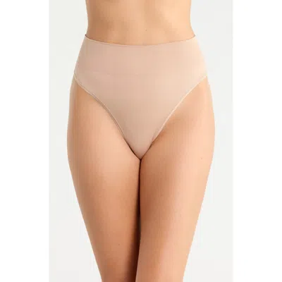 Nordstrom Seamless Thong In Tan Warm