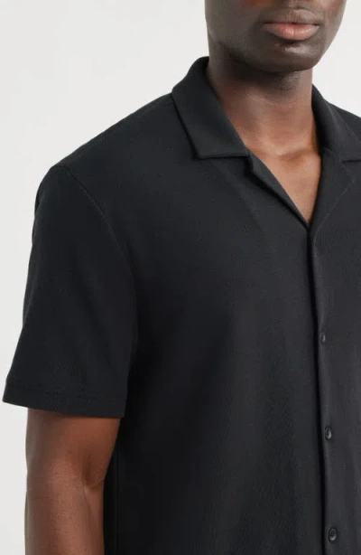 Nordstrom Seaport Knit Cotton Camp Shirt In Black
