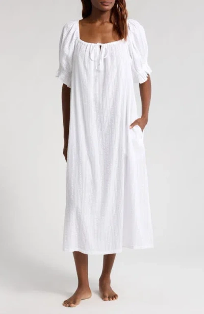 Nordstrom Seersucker Nightgown In White