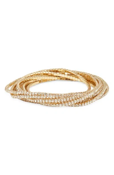 Nordstrom Set Of 10 Crystal Stretch Bracelets In Gold