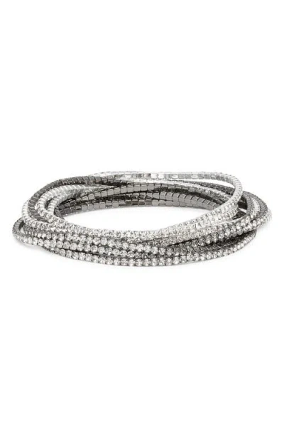 Nordstrom Set Of 10 Crystal Stretch Bracelets In Silver