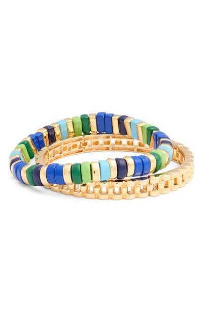 Nordstrom Set Of 2 Assorted Stretch Bracelets In Gold