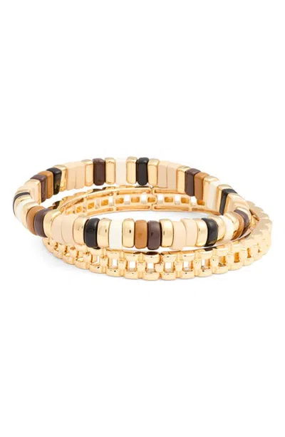 Nordstrom Set Of 2 Assorted Stretch Bracelets In Gold