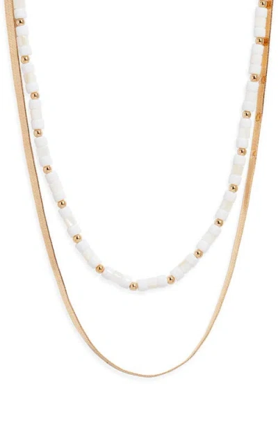 Nordstrom Set Of 2 Beaded & Snake Chain Necklaces In Gold