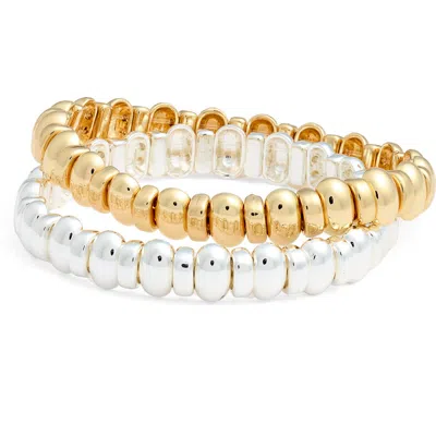 Nordstrom Set Of 2 Beaded Stretch Bracelets In Multi
