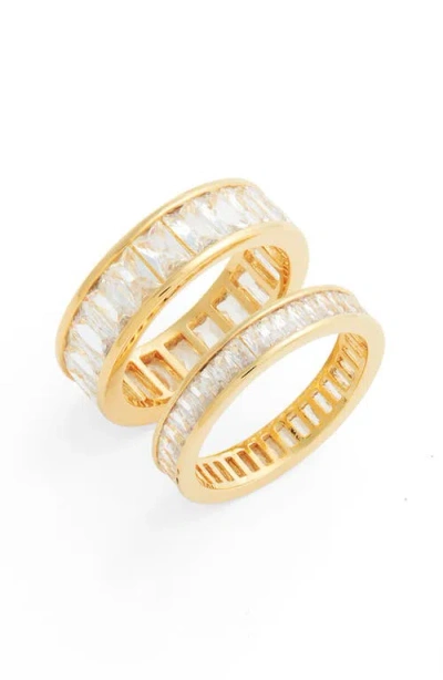 Nordstrom Set Of 2 Channel Cubic Zirconia Rings In Clear- Gold