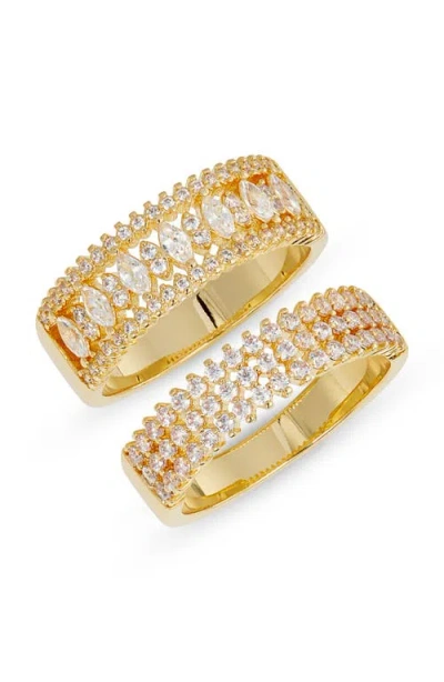 Nordstrom Set Of 2 Cubic Zirconia Band Rings In Clear- Gold