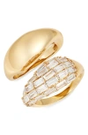 Nordstrom Set Of 2 Cubic Zirconia Sculpted Rings In Gold
