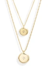 Nordstrom Set Of 2 Cubic Zirconia Starburst Pendant Necklaces In Clear- Gold