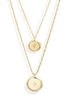 Nordstrom Set Of 2 Cubic Zirconia Starburst Pendant Necklaces In Clear- Gold