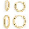 Nordstrom Set Of 2 Demi Fine Huggie Hoop Earrings In Gold