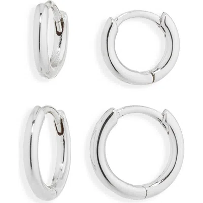 Nordstrom Set Of 2 Demi Fine Huggie Hoop Earrings In Metallic