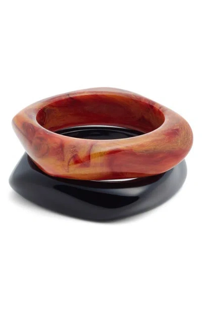 Nordstrom Set Of 2 Medium Resin Bangles In Brown