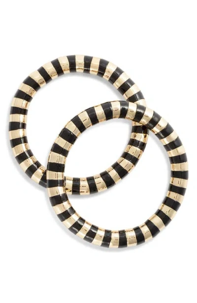 Nordstrom Set Of 2 Mixed Bead Stretch Bracelets In Black- Gold
