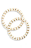 Nordstrom Set Of 2 Mixed Bead Stretch Bracelets In White- Gold