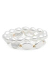 Nordstrom Set Of 2 Mixed Faux Pearl Stretch Bracelets In White