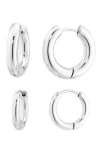 Nordstrom Set Of 2 Multisize Hoop Earrings In Silver