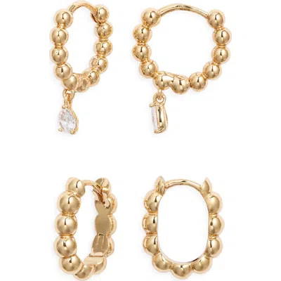 Nordstrom Set Of 2 Orb Huggie Earrings In Gold