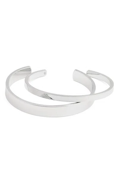 Nordstrom Set Of 2 Polished Cuff Bracelets In Silver