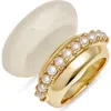 Nordstrom Set Of 2 Resin & Faux Pearl Rings In Gold