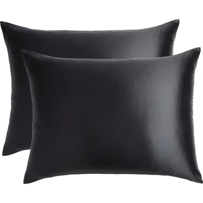 Nordstrom Set Of 2 Silk Pillowcases In Black