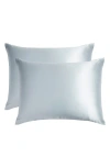 Nordstrom Set Of 2 Silk Pillowcases In Blue