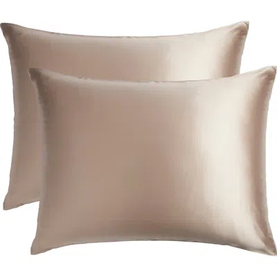 Nordstrom Set Of 2 Silk Pillowcases In Brown