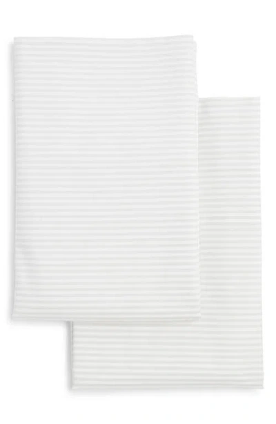 Nordstrom Set Of 2 Stripe Cotton Percale Pillowcases In White