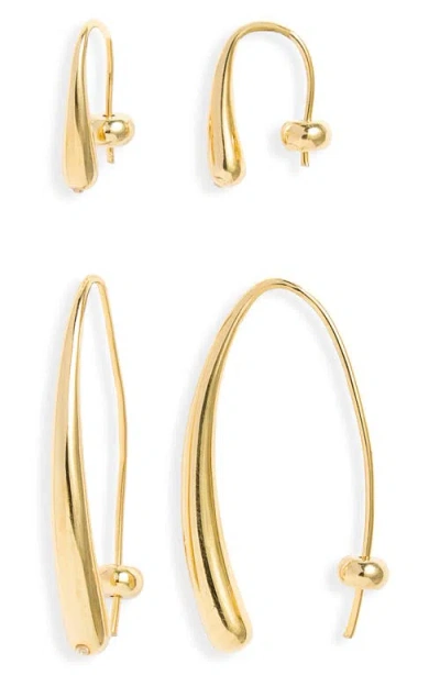 Nordstrom Set Of 2 Teardrop Threader Earrings In Gold